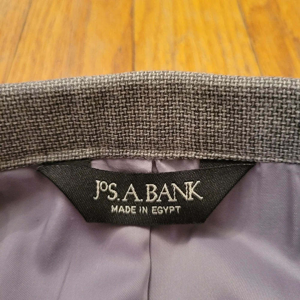 Jos A Bank 42R Blazer Gray Wool Hopsack Tailored Travelers Jacket Sport Coat